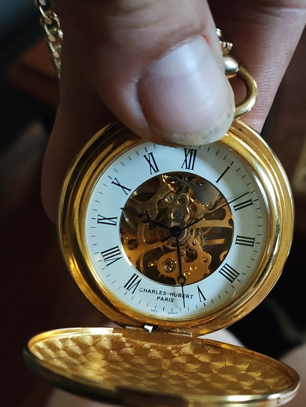 Paris Gold Pocket Watch – Classic Skeleton Dial